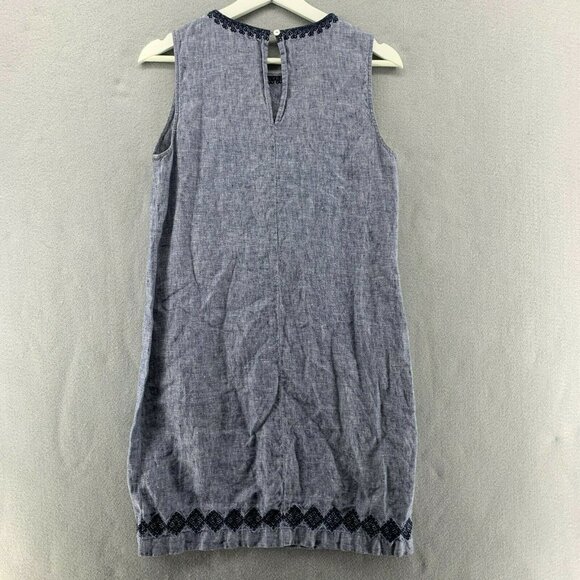 Artisan 100% Linen Embroidered Shift Dress Womens 4 Boho Hippie Beach Wedding - Picture 2 of 12